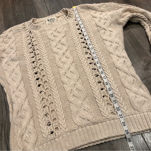 Knitz For Love And Lemons Chunky Cable Knit Sweater Bishop Sleeve S Slouchy Boho - Picture 11 of 12